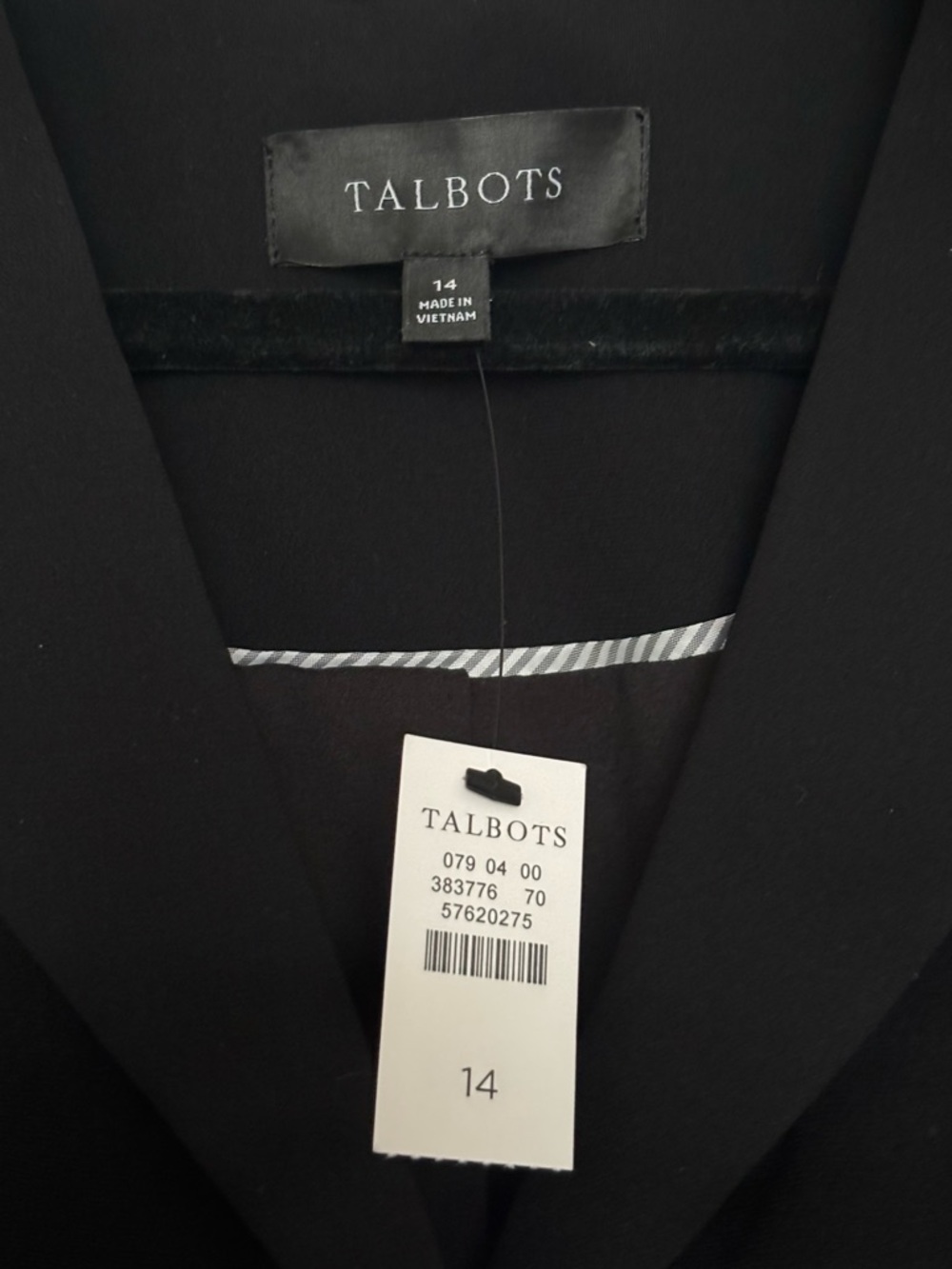 Talbots NWT Black Sleeveless Easy Travel Peplum Vest Size 14 - Picture 4 of 7